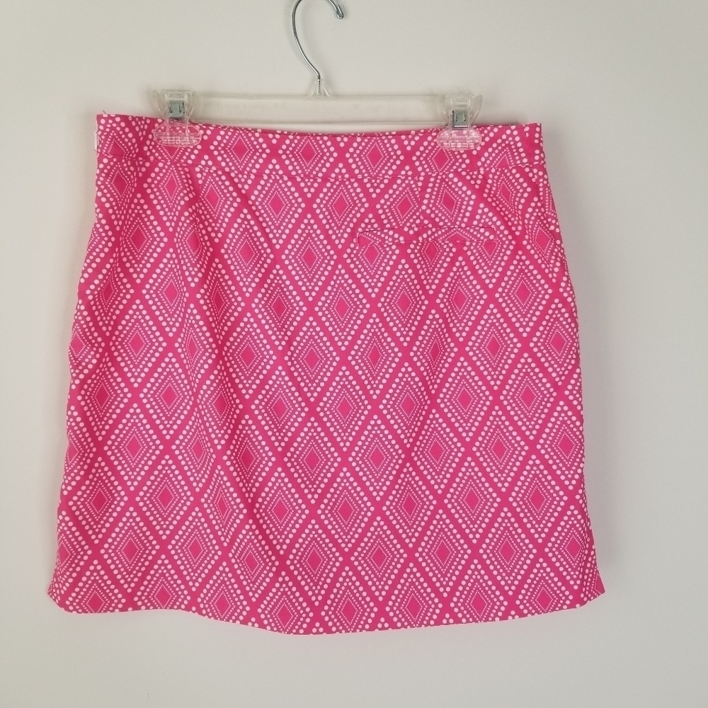 Coral Bay Golf Skort Pink/White Geometric Print Size 10 Stretch - Picture 9 of 13